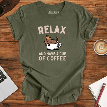 Relax and Coffee Cat T-Shirt