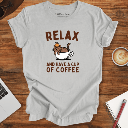 Relax and Coffee Cat T-Shirt