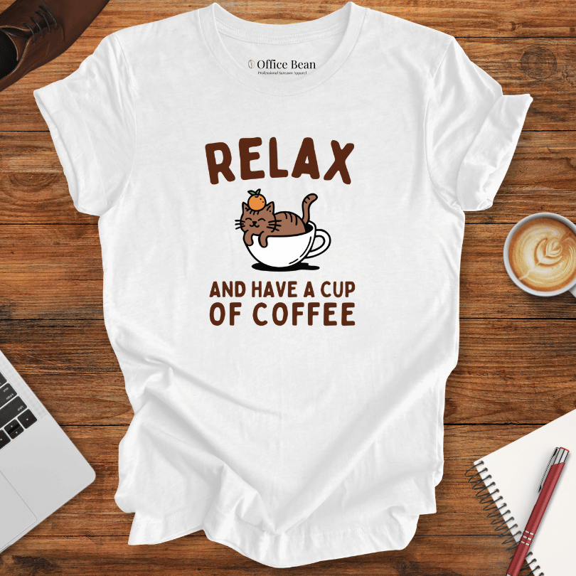 Relax and Coffee Cat T-Shirt