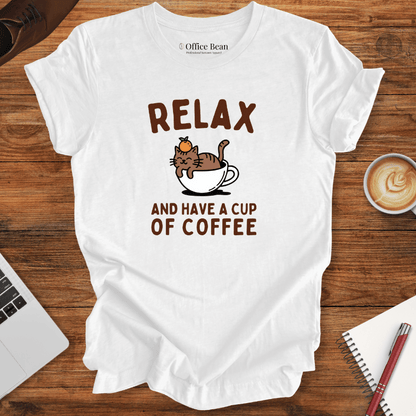 Relax and Coffee Cat T-Shirt