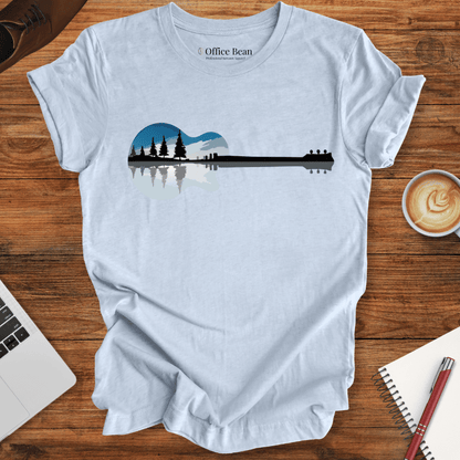 City and Lake Landscape, Guitar T-Shirt