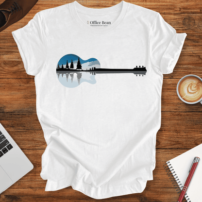 City and Lake Landscape, Guitar T-Shirt