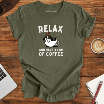 Relax and Coffee Dog T-Shirt