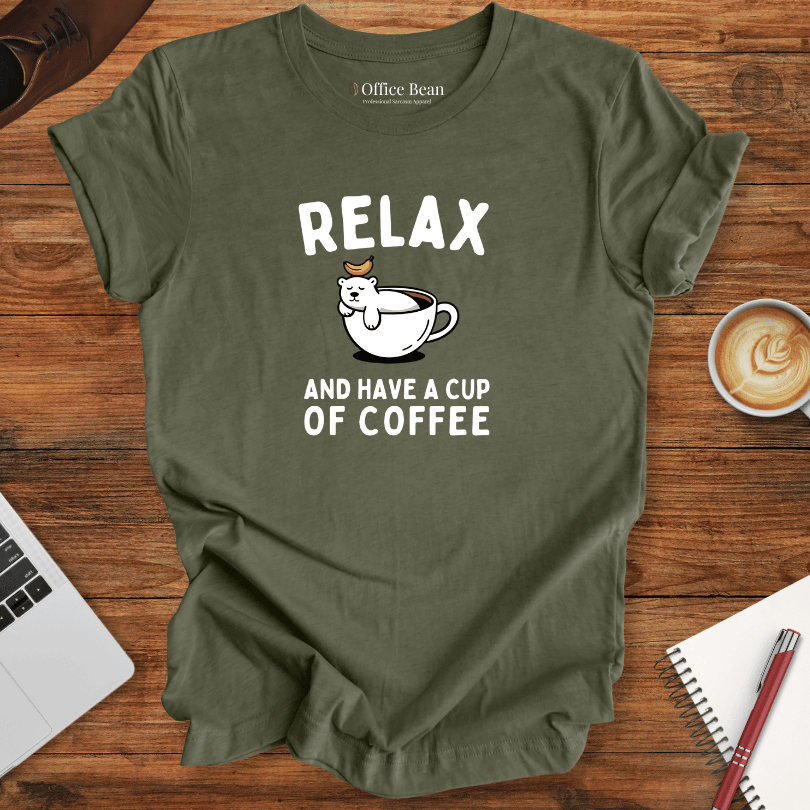 Relax and Coffee Polar Bear T-Shirt