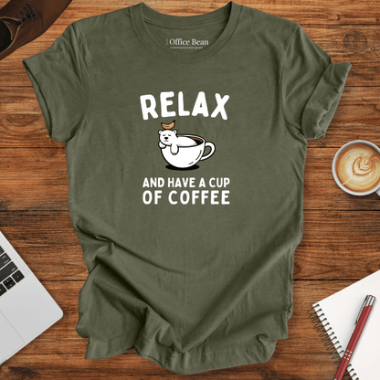 Relax and Coffee Polar Bear T-Shirt