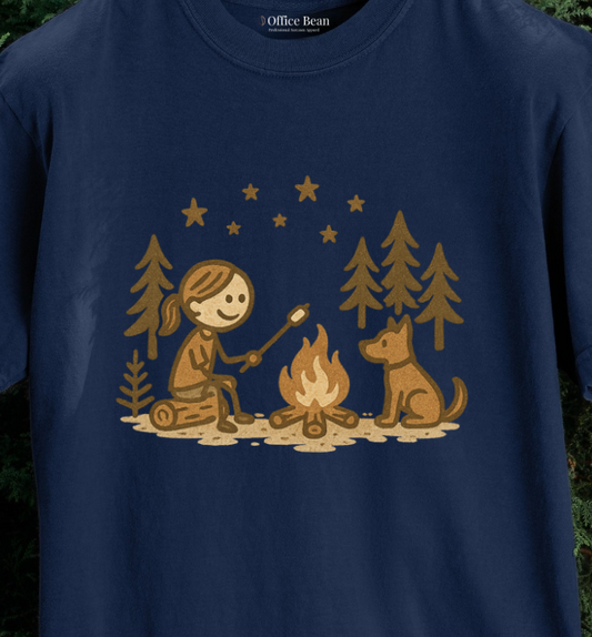 Girl Camp and Fireside Dog Friend T-shirt