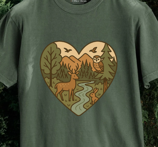 Forest Animals Heartshape T-shirt